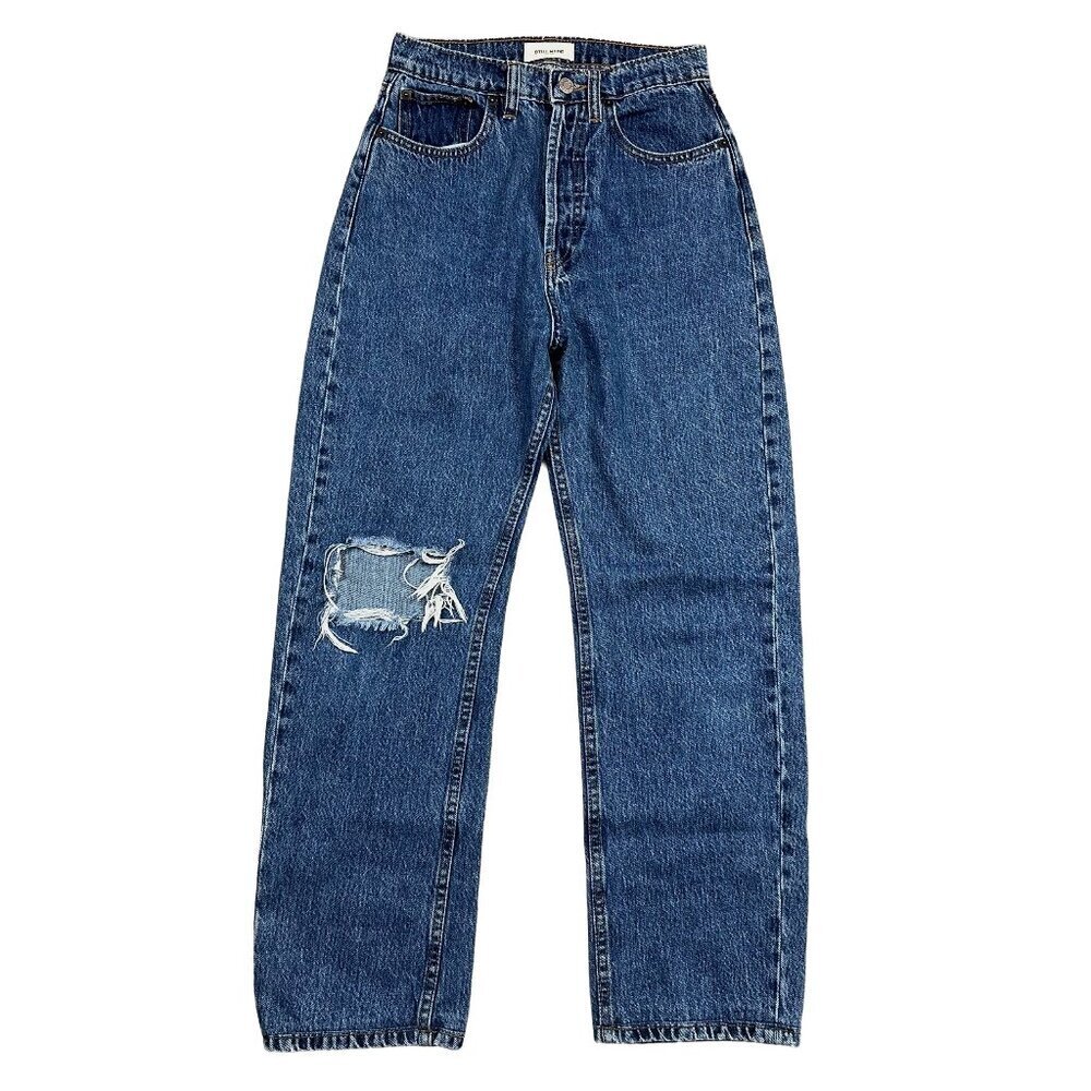 STILL HERE Childhood Fit Medium Blue 100% Cotton Denim Jeans Distressed Size 25
